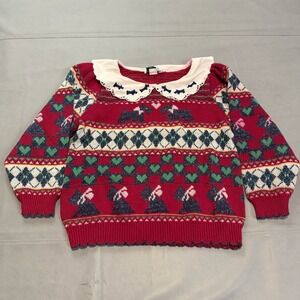 VTG 90s Y2K Sweater Loft Women Collar Grandma Schnauzer Dog Knit Sweater S-5129